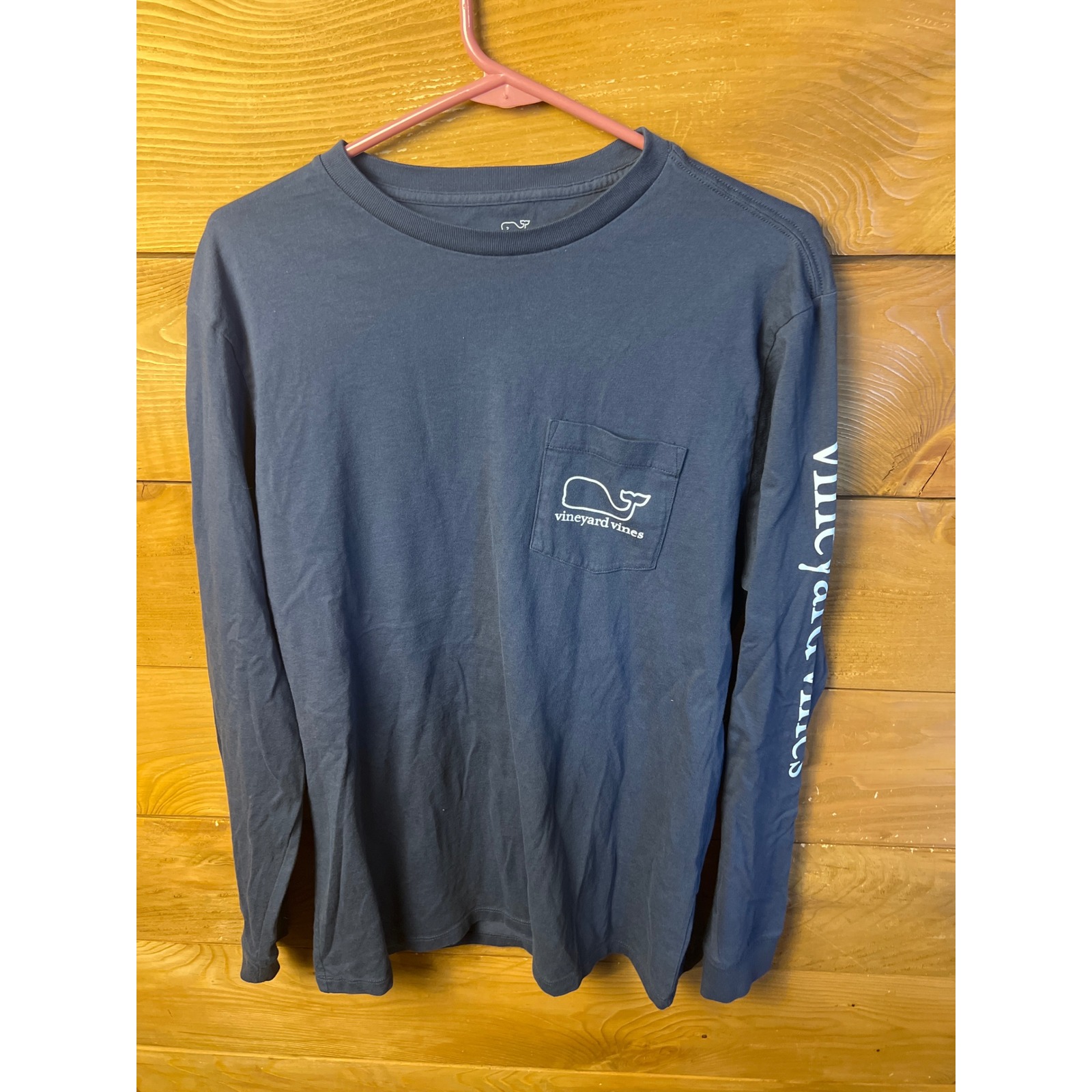 Vineyard Vines Mens Long Sleeve Pocket T Shirt Whale Logo Blue Medium Casialp